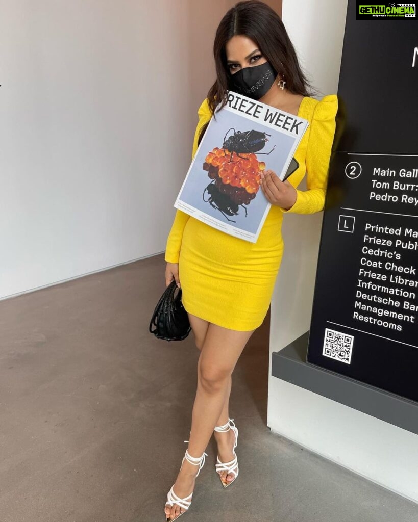 Harnaaz Kaur Sandhu Instagram - We joined @friezeofficial New York on the first day of their frieze week, where they brought global art community together from all around the world showcasing their marvellous pieces of art and inspirational stories behind it! @missuniverse Styled by @meemmap Dress @rebeccavallance Hudson Yards New York