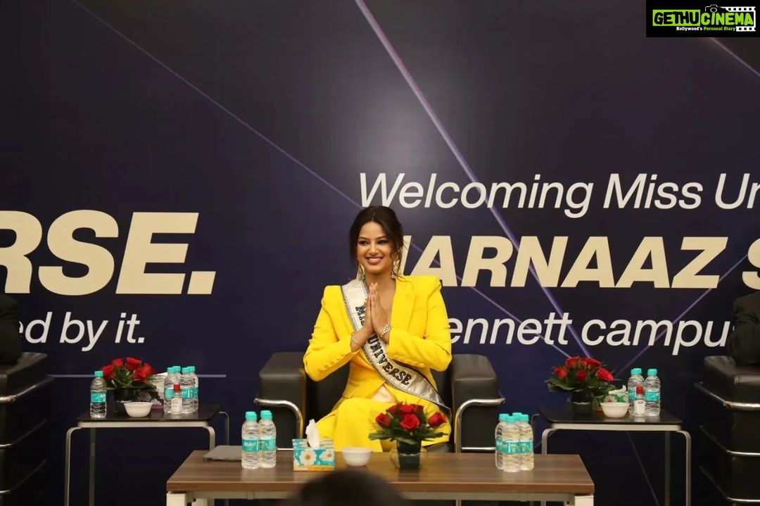 Harnaaz Kaur Sandhu Instagram - #MissUniverse 2021, #Harnaaz Kaur Sandhu visited #BennettUniversity on 25th March and left the students in awe of her magnificent yet humble personality. While inspiring the young minds, she talks about empowerment, self belief and to value oneself. #HarnaazSandhu #HarnaazAtBU @missdivaorg @missindiaorg @harnaazsandhu_03 Bennett University