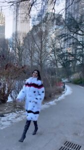 Harnaaz Kaur Sandhu Instagram - Walking into my media week!❄️it’s cold out there! Stay safe!

Styled by @meemmap 
Look @marciano @guess 
Earrings @isharya 
@missuniverse 
@missdivaorg