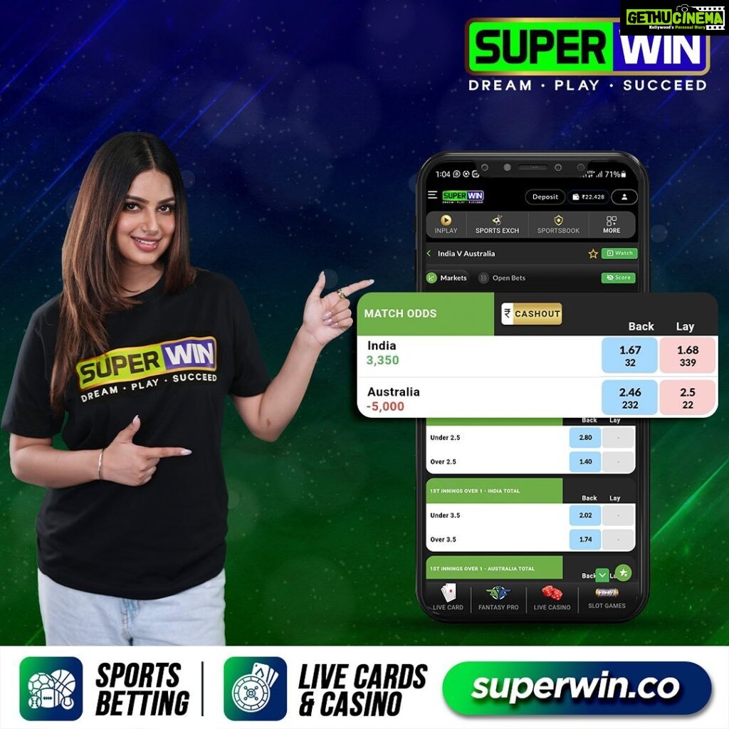 Harnaaz Kaur Sandhu Instagram - 🇮🇳 🇦🇺 Get ready to make it big during the 1st ODI between India and Australia with SUPERWIN's 350% instant First Deposit Bonus upon registration! You also get other exciting bonuses like: Up to 1000 Rs FREE BET every month Up to 9% redeposit bonus 15% referral bonus on EVERY DEPOSIT your friend makes Up to 3% lossback bonus and many other loyalty benefits Sign up NOW! #SUPERWIN #INDvAUS #AUSvIND #ODI #playandwin #play2win #freeoffer #signup #Cricket #Football #Tennis #CardGames #LiveCasino #WinBig #BestOdds #SportsOdds #CashInPlay #PlaytoWin #PlaySmart #PremiumSports #OnlineGaming #PlayWithSUPERWIN #JackpotAlert #WinningStreak #liveaction