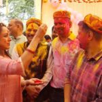 Hema Malini Instagram - With much enthusiasm I celebrated Holi with the District officials and people of Mathura-Vrindavan. #celebration #holi #happyholi #mathura #vrindavan #holicelebration2023