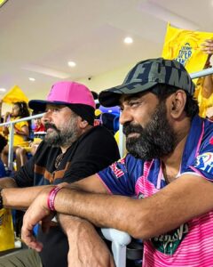 Jayaram Instagram - Super(star) support against the Super Kings! 💗

#CSKvRR | #HallaBol | #IPL2023 | @mallusthaan