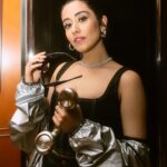 Jonita Gandhi Instagram - Line vyast hai... Photo by @saadmetla Styled by @saumyathakur #styledbysaums in: Jacket @stellamccartney x @adidas Corset Top and Cargos @freakinsindia @viralmantra Neckpiece and Rings @dripproject.co Earrings @@kushalsfashionjewellery Style Intern @pareenaaahhh
