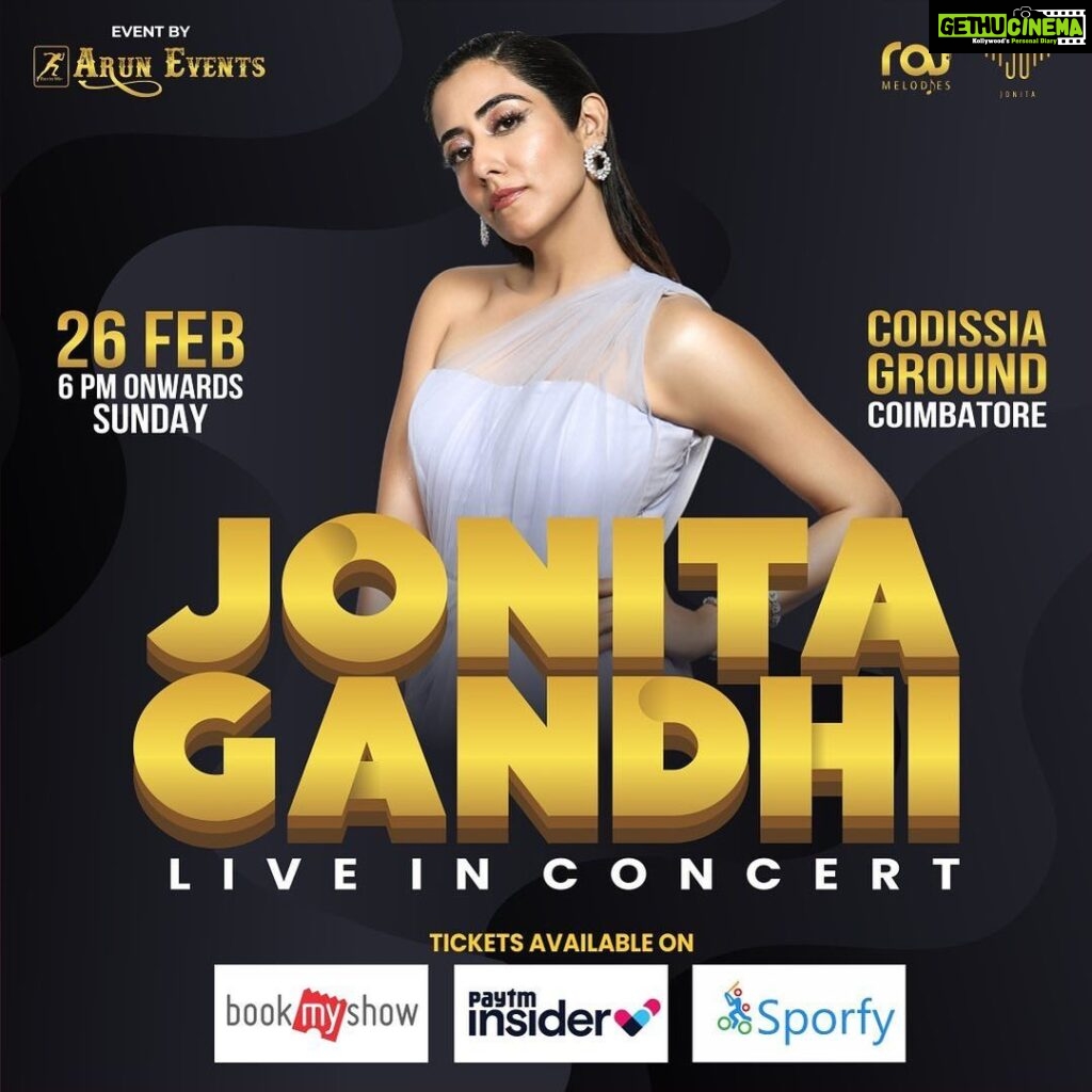 Jonita Gandhi Instagram - Coimbatore… ready ah? Ticket link in bio. See you on the 26th!!! @aruneventsofficial