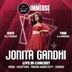 Jonita Gandhi Instagram - Chennai! It's you, me and the crew❤️‍🔥 Feb 18th. Grab your tickets now! @wearelivealive @kalyanchakravarthii @bookmyshowin @phoenixmarketcitychennai @palladiumchennai @insider.in @razorpay @chennailive1048 @collectiveartistsdiaries