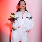 Jonita Gandhi Instagram - Thank you for voting and making me the Music Sensation of the Year at @exhibitmagazine #influencEXawards ♥️🏆 Photographer: @amey_ghatge Makeup: @zoyamakeupandhair Hair: @dwyessh_hairwizard Styled by @saumyathakur #styledbysaums Outfit @fkns_by_narendrakumar Earrings @viraasi_official Gloves - Custom Style Team Intern @snehalkorate Onset @sethmuskaan