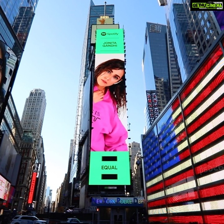 Jonita Gandhi Instagram - Missed me at Times Square a few days ago? CHAL, KOI NA π¦ Thank you @spotifyindia for this very special feature!!! Honoured to be part of your Equal campaign. π₯β₯οΈπ @treehousevht #chalkoina #jonitagandhi #girlpower