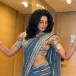Kavita Kaushik Instagram – Saarees are my favorite outfit forever. Most , if not all of them that you see me wearing for events are from my personal collection . Handlooms by local artisans of all states of india are my weakness,  These are few of my favorite looks from Carry on Jatta promotions , which one is your favorite?? I think Red is the common vote ?