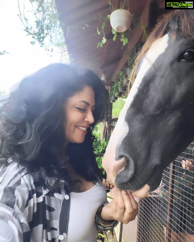 Kavita Kaushik Instagram - Now these are whom I call friends ❤️ Grateful forever for this Heaven where animals aren't caged , each life is cared for and its play o clock always 🥰 💖 #farmlife #shivaaz #lovelanguage #where #animals #are #valued #God #resides #there