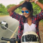 Keerthi Pandian Instagram - Sunday done right with my beast baby! 🐉 @royalenfield #rideaway #sunday #royalenfieldmeteor ECR