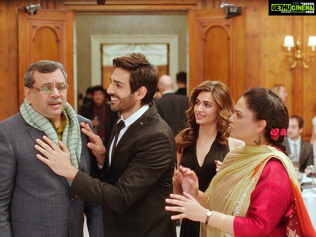 Kriti Kharbanda Instagram - Guest in London! A movie with many firsts! The first time I worked with @panorama_studios :) they welcomed me with open arms and I made so many new friends on this set, whom I can proudly call my friends even today. Ashwini dhir sir, our director not only gave me the opportunity to act in this film, but also share screen space with the greats of our industry. @tanviazmiofficial @pareshrawalofficial ♥️ I had the most fun on set with these two! They’re happy souls and it shows. Ah, the things I’d do to go back and relive my time with them! @kartikaaryan from a fab costar to a dear dear friend. We came a long way. We were two passionate, driven and motivated actors. Always trying to do what’s best for the film and for ourselves. From discussing our debuts, to our future to our dreams. This journey was so adventurous! @abhishekpathakk thank u for being the shoulder I could cry on 🤭😂🤗! To everyone else I’m unable to mention here, just know that you’ve genuinely made a difference, and I’m glad our paths crossed! ♥️ . . #6yearsofguestinlondon #throwback #anaya