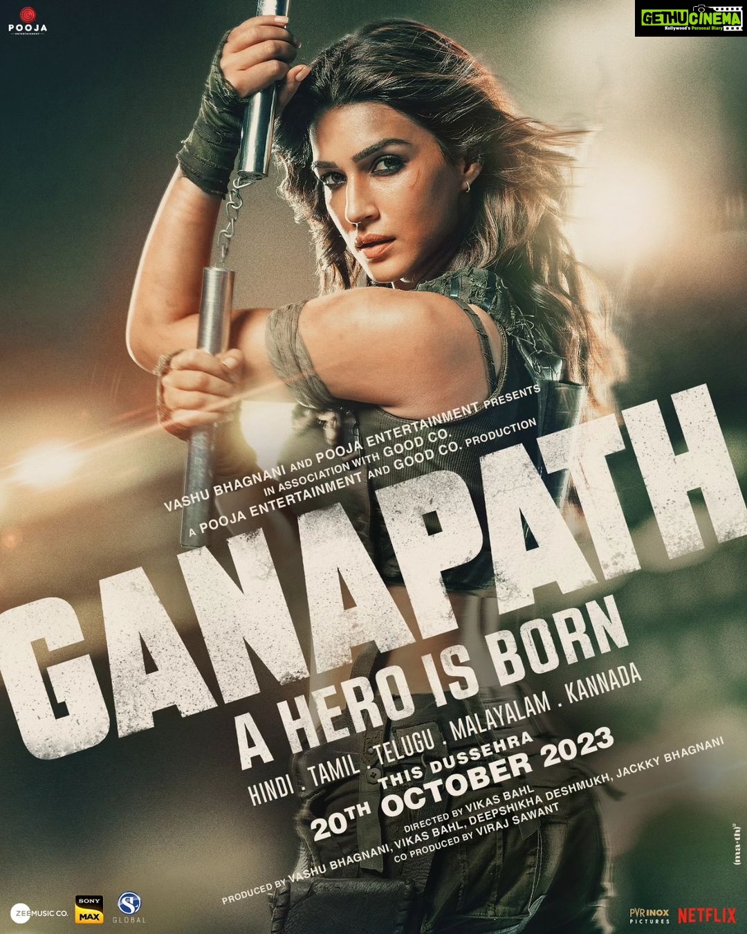 Kriti Sanon Instagram - She is fierce. She is unstoppable. She is ready to kill. #MeetJassi #Ganapath in cinemas this Dussehra, 20th October. @amitabhbachchan @vashubhagnani @tigerjackieshroff @kritisanon @jackkybhagnani #VikasBahl @deepshikhadeshmukh @pooja_ent #GoodCo @slglobal001 @zeemusiccompany @vishalmishraofficial @elliavrram @ziadmbakri @girishkulkarni1 @rahman_actor @shruthymenon @jameel.mumbai