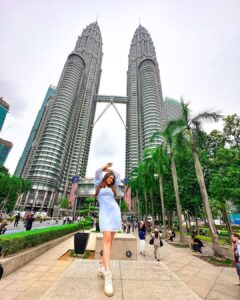 Kritika Sharma Instagram - Just the way I’m feeling I just can’t deny! 
First day of Malaysia 
Sky tower , sky box , twin towers 💙
Outfit @khwaab_design_official 
Styled by @styleby_shivi 

#travel #malaysia #kualalampur #twintowers #skybox #skytower #girl