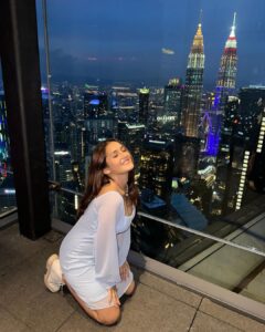 Kritika Sharma Instagram - Just the way I’m feeling I just can’t deny! 
First day of Malaysia 
Sky tower , sky box , twin towers 💙
Outfit @khwaab_design_official 
Styled by @styleby_shivi 

#travel #malaysia #kualalampur #twintowers #skybox #skytower #girl