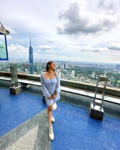 Kritika Sharma Instagram - Just the way I’m feeling I just can’t deny! First day of Malaysia Sky tower , sky box , twin towers 💙 Outfit @khwaab_design_official Styled by @styleby_shivi #travel #malaysia #kualalampur #twintowers #skybox #skytower #girl Kuala Lumpur - KL