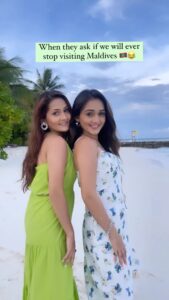 Kritika Sharma Instagram - Us - NO WAY 😌 #reels #reelsinstagram #reelitfeelit #explore #trending #noway #sharmasisters #travel #maldives