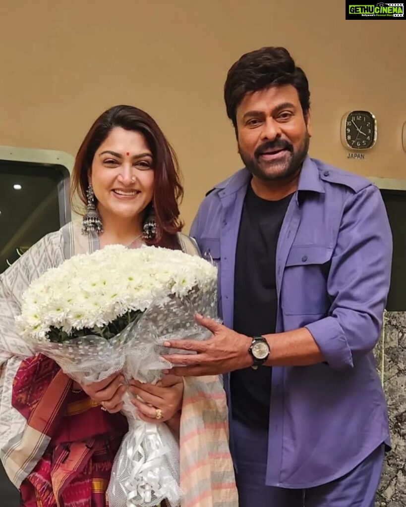 Kushboo Instagram - A very happy birthday to the man I look up to with immense respect and admiration. @chiranjeevikonidela sending you loads of love Sir. Happy birthday ❤❤❤💐💐🎂🎂🎂🥰🥰🥰🤗🤗🤗🤗
