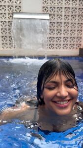 Lahari Shari Instagram - Diving into pure bliss and emerging with a smile that says it all! 🌊💦 There's no feeling quite like swimming in the crystal-clear waters of the Goa Resort pool. Soaking up the sun, making unforgettable memories, and embracing the pure joy of each splash. Dive in and let the excitement take over! 😁✨ 🏊‍♀🌴🤩🌊

#SwimmingParadise #GoaGetaway #PureBliss #GoaDiaries #GoaResortLife #PoolPerfection #SwimmingInParadise #PureHappiness