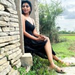 Lahari Shari Instagram - Lost in the rugged depths of my thoughts, I find solace at this rocky doorstep... where the echoes of my dreams collide with the whispers of my fears. In this dramatic realm, I stand, ready to conquer the unknown. 💭🖤💃 Designer and Stylist : @adamohyd #DeepContemplation #EmbracingTheFear #UnchartedTerritory #DramaticMood #LostInThoughts #EmbraceTheChaos Gandikota Adventure Trip