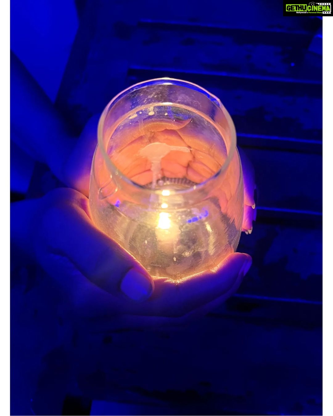 Lahari Shari Instagram - Lost in the magical hues of blue with the sparkle of candlelight in my hands. Anjuna Beach Shack, Goa, brought pure happiness and endless smiles last night. β¨π #AnjunaAdventures #GoaVibes #MemoriesToLastALifetime Anjuna Beach, Goa