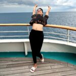 Lahari Shari Instagram - 🌊 Rise and shine! Starting my day with a refreshing stretch on this beautiful cruise, breathtakingly view, Morning bliss on the seas, with arms wide open, my invigorating morning routine! 🙆‍♀ 🌅 There's something magical about the sea breeze and the sound of waves. 💫 Stretching in the morning not just about waking up my body, but also about embracing the beauty that surrounds me, gets my blood flowing and releases my stress. 😌 It's just one piece of my holistic morning routine to boost my health and flexibility. 💪🧘‍♂ 🌞 I sail through life on this incredible cruise. ⛵ I greet the morning sun ☀ #GoodMorning #MorningStretch #FeelTheFlow #HealthyHabits #FlexibilityGoals #Seascape #CruiseLife #SunriseVibes #MorningBliss #SeasideStretch #WellnessJourney #ImOnABoat #SailingThroughLife #EmbraceTheBeauty #HealthyLiving #Selfcare #SeasideBliss #RiseAndShine #HealthyHabits