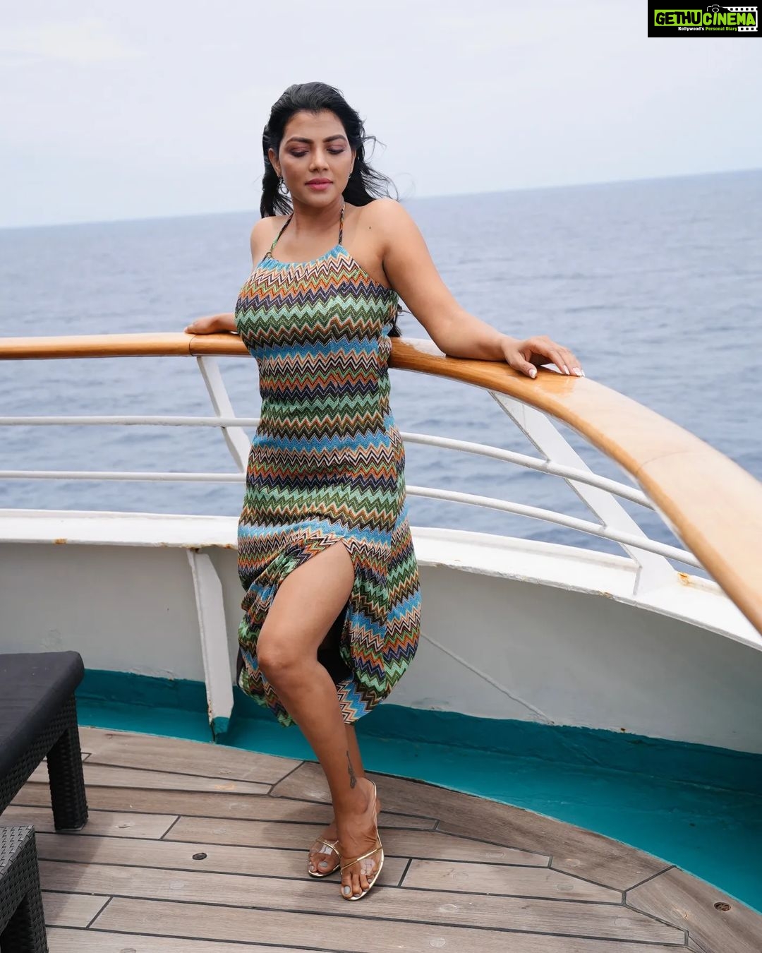 Lahari Shari Instagram - Cruising through life, feeling the salty air and loving every moment. 🚢💫 🌊✨ Photographer : @troyphotographyofficial #PositiveVibes #HappySunday #LifeIsAJourney #SeasTheDay #SeaBreeze #SunKissed #CruiseModeActivated #CruiseLife #FeelingAwesome #LivingMyBestLife