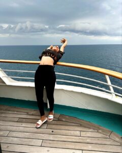 Lahari Shari Instagram - 🌊 Rise and shine! Starting my day with a refreshing stretch on this beautiful cruise, breathtakingly view, Morning bliss on the seas,  with arms wide open, my invigorating morning routine! 🙆‍♀ 🌅 There's something magical about the sea breeze and the sound of waves. 💫 Stretching in the morning not just about waking up my body, but also about embracing the beauty that surrounds me, gets my blood flowing and releases my stress. 😌 It's just one piece of my holistic morning routine to boost my health and flexibility. 💪🧘‍♂ 🌞 I sail through life on this incredible cruise. ⛵ I greet the morning sun ☀

#GoodMorning #MorningStretch #FeelTheFlow #HealthyHabits #FlexibilityGoals #Seascape #CruiseLife #SunriseVibes #MorningBliss #SeasideStretch #WellnessJourney #ImOnABoat #SailingThroughLife #EmbraceTheBeauty #HealthyLiving #Selfcare #SeasideBliss #RiseAndShine #HealthyHabits