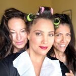 Lara Dutta Instagram – A before and after with these two crazy mavericks!! Both drive me cuckoo bananas but are the best girls to be flanked by!! 😘😘. 
@nikolettaskarlatos @clarabellesaldanha #setlife #londondiaries #film #blessed #makeup #hair