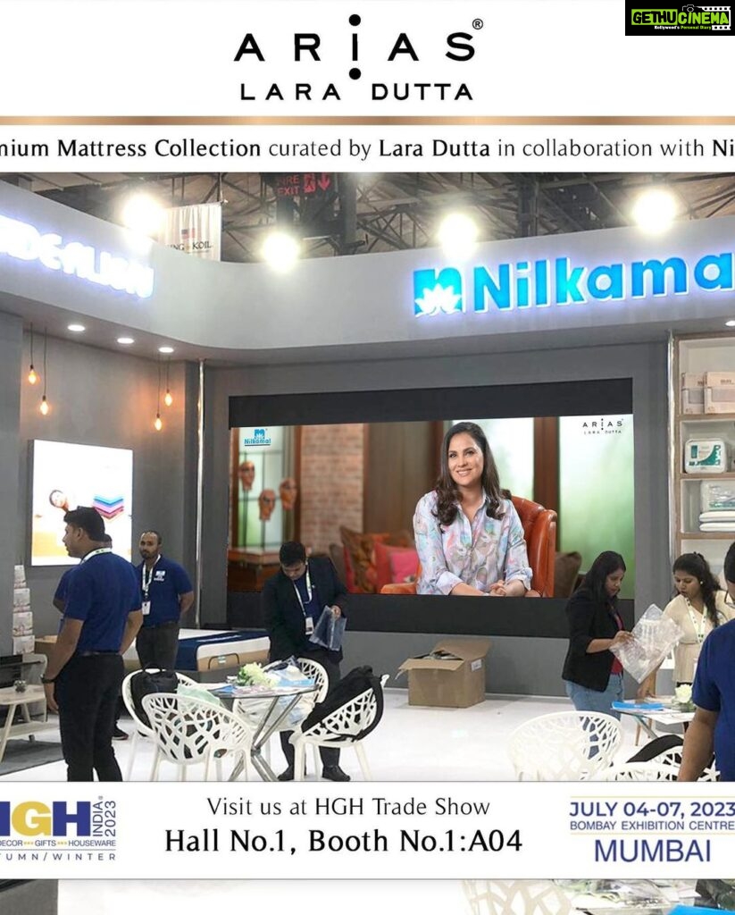 Lara Dutta Instagram - I am Happy to share, my brand Arias, has extended into another key category in the Home & Lifestyle space with the launch of Arias Mattresses in collaboration with Nilkamal. You can checkout the entire range displayed at HGH trade show #AriasHome #WorldofArias #AriasLifestyle