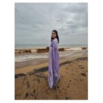 Leona Lishoy Instagram - I miss the drizzling beach vibe of Pondy :( . . Saree @kathabyanupama.studio 🦋 Click @iambobbyeric