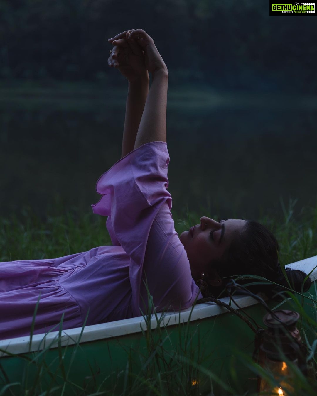 Leona Lishoy Instagram - The bliss of silence. . . Magical capture @prathishm 👗@verandahstore Styling @sonia__chacko Magical location & concept @off_beat___