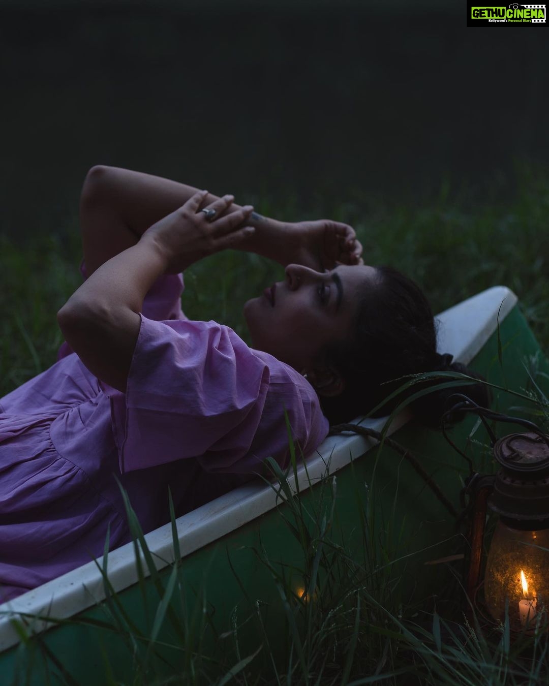 Leona Lishoy Instagram - The bliss of silence. . . Magical capture @prathishm 👗@verandahstore Styling @sonia__chacko Magical location & concept @off_beat___