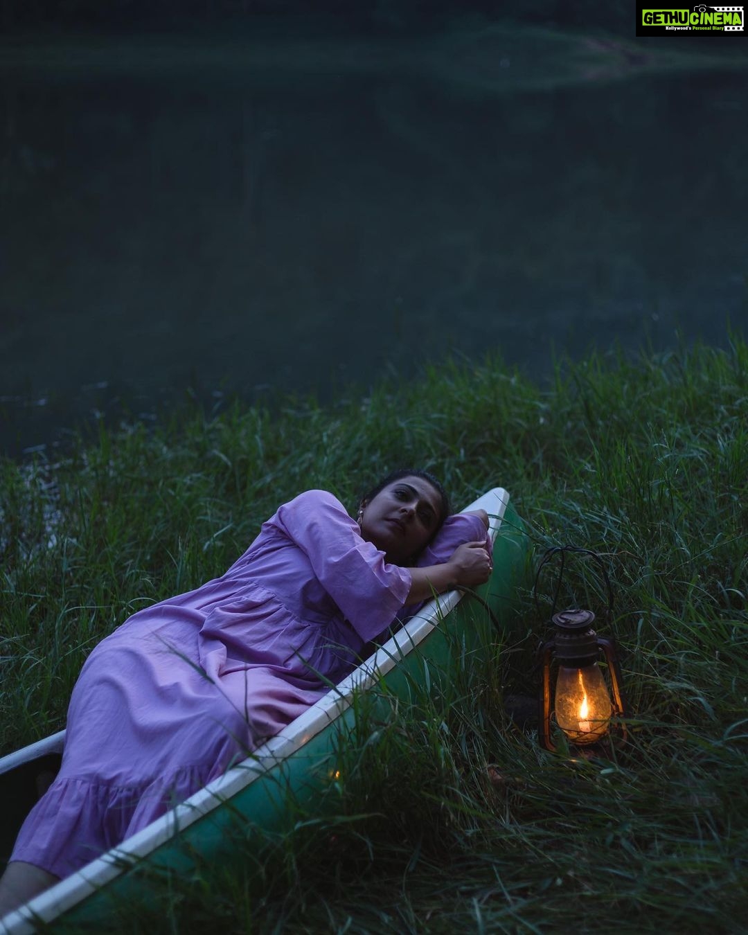 Leona Lishoy Instagram - The bliss of silence. . . Magical capture @prathishm 👗@verandahstore Styling @sonia__chacko Magical location & concept @off_beat___