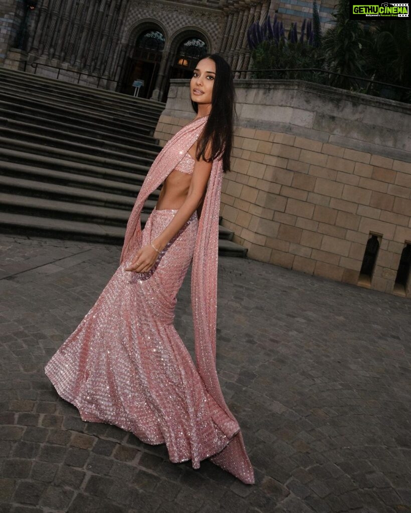 Lisa Haydon Instagram - Love this iconic @arpitamehtaofficial sari💕💕Wish we could do it all over again because my sister’s wedding might have been the most fun we’ve ever had, and there is no other outfit I would have rather danced the night away in. P.S. yes, I probably should post some photos of my sister at her wedding but the official photos will take a month I’m told, will hold out for her best ones. She was THE most stunning bride and deserves better pics than my fuzzy photography. Delayed gratification😋… 📸 @moeez Natural History Museum, London