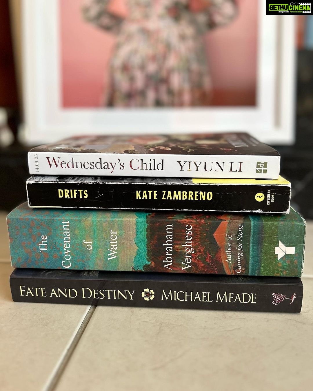 Lisa Ray Instagram - A particularly delicious reading spree comes to a pause as the start of a new school year takes precedence. But let me share my recent top reads… 1. Wednesday’s Child by Yiyun Li is a collection of delicately layered short stories that evoke fully realised complexities in a few pages. They are simply dazzling. I feel sheepish to admit I hadn’t previously come across this talented literary star who emigrated from China to the US to study immunology and took up creative writing to improve her english. It is through literature that she has found a way to reveal herself. “One lives more feelingly in a borrowed life,” she wrote in an afterword to her memoir. You bet I’m ordering more of her work. 2. Drifts by Kate Zambreno is a sublime and mesmerising anti-novel in which nothing much happens, but nothing goes unobserved. I also share a particular passion for Rilke with the author and her musings are like stumbling on an appendix of your own moods and creative awakening. Hypnotic. 3. The Covenant of Water by Abraham Verghese is rightly celebrated. It’s a remarkable feat of endurance for both writer and reader, meticulously constructed, beautifully written. A multi generational saga set in Kerala, I flew through the book on vacation and was glad for the leisurely time I had to soak up the ambience- it’s probably a tougher bedside read. Not flawless, a bit dramatic in parts but nonetheless I shed many tears. ‘Things have a way of coming back when we think they are gone forever.’ states one of the characters. Certainly in Parambil, the fictional village at the heart of the story, they do. 4. Fate and Destiny by everyone’s favourite mythologist Michael Meade is simply marvellous. That’s all. Thanks @harpercollinsin for my advance copy of Yiyun Li’s book.