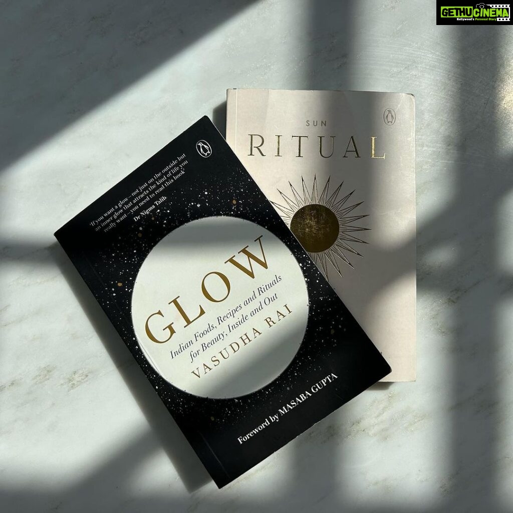 Lisa Ray Instagram - #Glow written by my friend @vasudha.rai has completed 5 years of magnetising attention to potent Indian remedies. It’s so wonderfully accessible but written with reverence and care by a woman who dedicates herself to contextualising ancient and healing remedies. I personally love having a set of #Glow and #Ritual as a soothing bedside resource, all the more beautiful for the unsparing details Vasudha infused into her books be it the cover design or language. Packed with research, story-telling and personal insights, conflating Vasudha’s influence with only beauty is like calling a vibrant kanchipuram sari a cut of cloth.