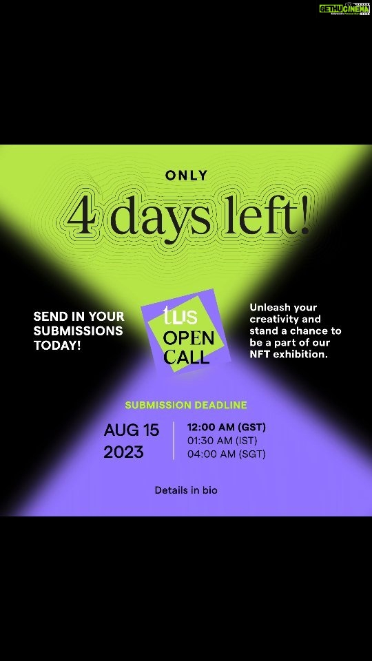 Lisa Ray Instagram - Just 4 days left! β³ Don't miss out on the opportunity to be a part of TheUpsideSpace via our first ever open call. Send in your applications and get a chance to be featured in our anniversary NFT exhibition going live in December! Have any questions? Feel free to reach out via email or DM. π Submission Deadline: August 15th, 12:00 am (GST) | 01:30 am (IST) | 04:00 am (SGT) Details on eligibility, timelines and more in bio. . . . . #opencalls #opencallforartist #opencallforsubmissions #digitalartist