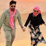 Malavika Krishnadas Instagram – Wait for his moves 😎😂 
What a crazy day !!!! 🌝🤩❤️😂
.
#desertsafari #bellydance #dunes #arabic #arabicbellydance #dubai #dubaidesert #familytime