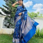 Manjula Paritala Instagram – #💙💙 #banarastussersilksaree @banaras_gallery_hyd