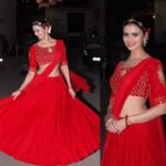 Meenakshi Dixit Instagram - Shubh Navaratri 😇✨ Happy Dandiya ❤️😍 #festival #navratri #indianfestival #ethnicwear #indianwear #red #garba #redlehenga #mydesign #mystyle