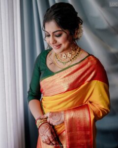 Meera Nandan Instagram - Love, arranged to perfection!

From a matrimonial site to the promise of forever, Meera and Sreeju have come a long way. After the state where parents talk among themselves, Sreeju flew from London to Dubai to meet who would become the most important person in his life; his partner for eternity and beyond. The rest of the story goes like any other, yet rich in its uniqueness – they meet, they fall in love, and they decide to spend the rest of their lives together.

Here’s to being newly engaged!🥂
.
.
.
Photographer: @lightsoncreations 
Makeup: @unnips 
Styled by: @styledbysmiji 
Jewellers: @amaera_jewels
.
.
.
#weddingphotography #engagementphotography #engagementphotos #meeranandan #meeranandanengagement #celebritywedding #celebrityengagement #celebrityweddingphotographer #celebrityweddingphotography #celebritiesofkerala #keralaweddingstyles #malayalammovies #malayalamactress #keralaactress #keralacelebrity #influencerwedding #weddingphotoinspiration #keralaweddingstyles #lightsoncreations #studioloc #teamloc