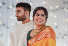 Meera Nandan Instagram - Love, arranged to perfection! From a matrimonial site to the promise of forever, Meera and Sreeju have come a long way. After the state where parents talk among themselves, Sreeju flew from London to Dubai to meet who would become the most important person in his life; his partner for eternity and beyond. The rest of the story goes like any other, yet rich in its uniqueness – they meet, they fall in love, and they decide to spend the rest of their lives together. Here’s to being newly engaged!🥂 . . . Photographer: @lightsoncreations Makeup: @unnips Styled by: @styledbysmiji Jewellers: @amaera_jewels . . . #weddingphotography #engagementphotography #engagementphotos #meeranandan #meeranandanengagement #celebritywedding #celebrityengagement #celebrityweddingphotographer #celebrityweddingphotography #celebritiesofkerala #keralaweddingstyles #malayalammovies #malayalamactress #keralaactress #keralacelebrity #influencerwedding #weddingphotoinspiration #keralaweddingstyles #lightsoncreations #studioloc #teamloc