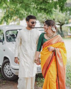 Meera Nandan Instagram - Love, arranged to perfection!

From a matrimonial site to the promise of forever, Meera and Sreeju have come a long way. After the state where parents talk among themselves, Sreeju flew from London to Dubai to meet who would become the most important person in his life; his partner for eternity and beyond. The rest of the story goes like any other, yet rich in its uniqueness – they meet, they fall in love, and they decide to spend the rest of their lives together.

Here’s to being newly engaged!🥂
.
.
.
Photographer: @lightsoncreations 
Makeup: @unnips 
Styled by: @styledbysmiji 
Jewellers: @amaera_jewels
.
.
.
#weddingphotography #engagementphotography #engagementphotos #meeranandan #meeranandanengagement #celebritywedding #celebrityengagement #celebrityweddingphotographer #celebrityweddingphotography #celebritiesofkerala #keralaweddingstyles #malayalammovies #malayalamactress #keralaactress #keralacelebrity #influencerwedding #weddingphotoinspiration #keralaweddingstyles #lightsoncreations #studioloc #teamloc