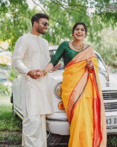 Meera Nandan Instagram - Love, arranged to perfection!

From a matrimonial site to the promise of forever, Meera and Sreeju have come a long way. After the state where parents talk among themselves, Sreeju flew from London to Dubai to meet who would become the most important person in his life; his partner for eternity and beyond. The rest of the story goes like any other, yet rich in its uniqueness – they meet, they fall in love, and they decide to spend the rest of their lives together.

Here’s to being newly engaged!🥂
.
.
.
Photographer: @lightsoncreations 
Makeup: @unnips 
Styled by: @styledbysmiji 
Jewellers: @amaera_jewels
.
.
.
#weddingphotography #engagementphotography #engagementphotos #meeranandan #meeranandanengagement #celebritywedding #celebrityengagement #celebrityweddingphotographer #celebrityweddingphotography #celebritiesofkerala #keralaweddingstyles #malayalammovies #malayalamactress #keralaactress #keralacelebrity #influencerwedding #weddingphotoinspiration #keralaweddingstyles #lightsoncreations #studioloc #teamloc