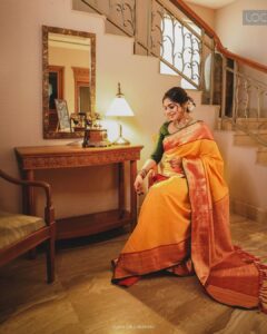 Meera Nandan Instagram - Love, arranged to perfection!

From a matrimonial site to the promise of forever, Meera and Sreeju have come a long way. After the state where parents talk among themselves, Sreeju flew from London to Dubai to meet who would become the most important person in his life; his partner for eternity and beyond. The rest of the story goes like any other, yet rich in its uniqueness – they meet, they fall in love, and they decide to spend the rest of their lives together.

Here’s to being newly engaged!🥂
.
.
.
Photographer: @lightsoncreations 
Makeup: @unnips 
Styled by: @styledbysmiji 
Jewellers: @amaera_jewels
.
.
.
#weddingphotography #engagementphotography #engagementphotos #meeranandan #meeranandanengagement #celebritywedding #celebrityengagement #celebrityweddingphotographer #celebrityweddingphotography #celebritiesofkerala #keralaweddingstyles #malayalammovies #malayalamactress #keralaactress #keralacelebrity #influencerwedding #weddingphotoinspiration #keralaweddingstyles #lightsoncreations #studioloc #teamloc