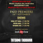 Meghana Raj Instagram - Get ready to witness the grand premiere of the much-anticipated movie, Tatsama Tadbhava! Join us on 14th September for an unforgettable evening filled with glamour, entertainment, and the stars Meghana Raj & Prajwal Devaraj. 📍 Mark your calendars: Orion Mall, Bangalore - 7:30pm Vega City Mall, Bangalore - 7:30pm Mysore DRC Mall, Mysore - 7:25pm 🎟️ Be one of the first to experience the magic of Tatsama Tadbhava before it hits the theaters. Get your tickets now on Book My Show. Stay tuned for more updates and surprises. See you at the premiere! 🌟🍿 #TatsamaTadbhavaPremiere #CountdownToCinema #MovieMagic #Bangalore #Mysore #TatsamaTadbhava