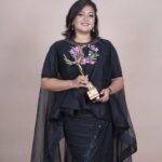 Meghana Raj Instagram - 🏆✨ We're thrilled to congratulate @megsraj on winning the CHITTARA ACHIEVERS Award! Keep shining brightly! 🌟🎊 #ChittaraStarAwards #Superstar #InspirationUnleashed Photography : @rainbow_photography_official