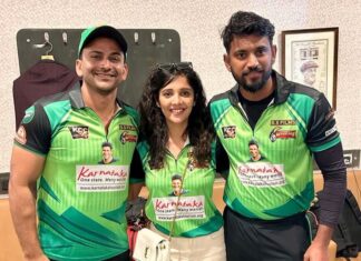 Milana Nagaraj Instagram - Congratulations on getting into finals after two crazy matches!! Good luck for finals🫶🏼 @darling_krishnaa @sureshraina3 @dhananjaya_ka #gangawarriors #milananagaraj