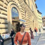 Milana Nagaraj Instagram - A day in Florence🧡 1. In the streets of Florence 2. City view from Piazzale Michelangelo 3. Tired, wondering what to eat😜 4. Pitti Palace 5. Selfie with darling! 6. Stunning View of Florence from Giottos bell tower 7. Basilica of Santha Croce #italy #florence #travel2023 #milananagaraj Florence, Italy