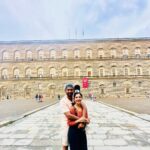 Milana Nagaraj Instagram - A day in Florence🧡 1. In the streets of Florence 2. City view from Piazzale Michelangelo 3. Tired, wondering what to eat😜 4. Pitti Palace 5. Selfie with darling! 6. Stunning View of Florence from Giottos bell tower 7. Basilica of Santha Croce #italy #florence #travel2023 #milananagaraj Florence, Italy